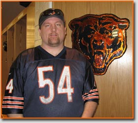 Shawn Steward in the Chicago Bears locker room